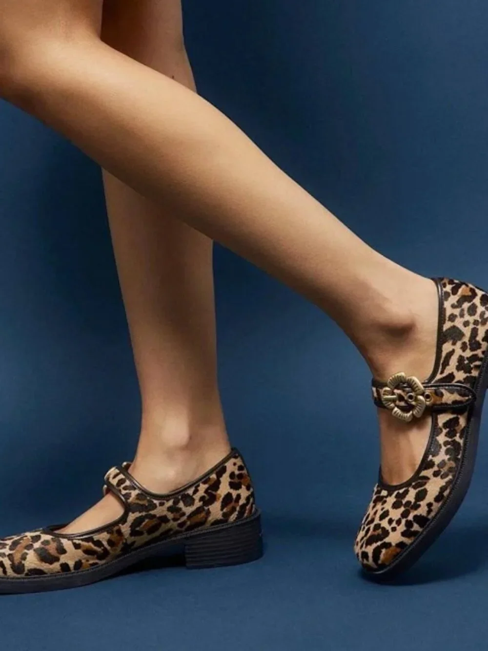 Coach Women's Tea Rose Leopard Print Calf Mary Jane Pumps SIZE 6